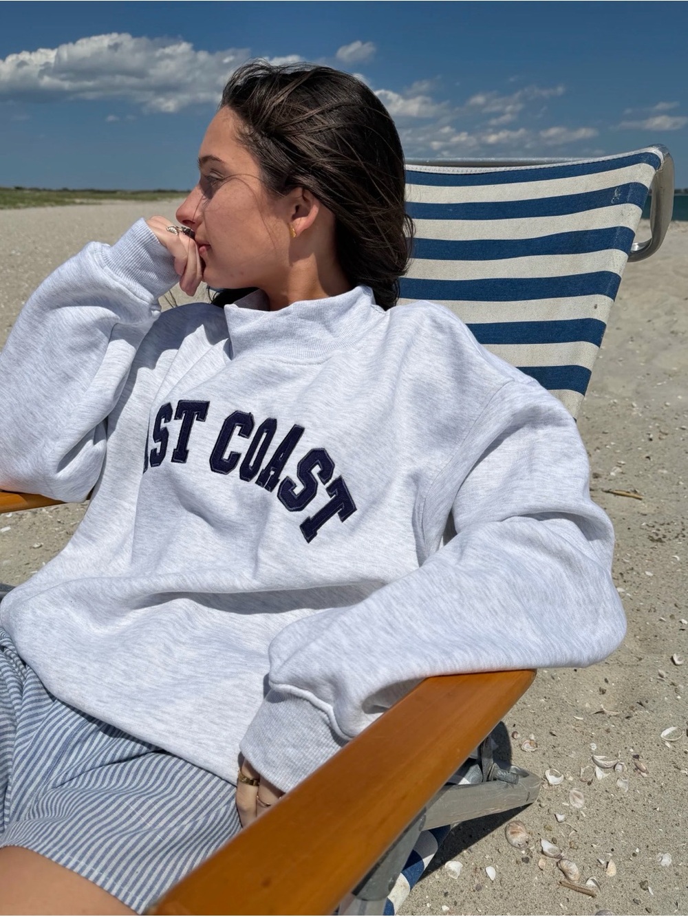East Coast Light Gray Mockneck- Vanilla Waves